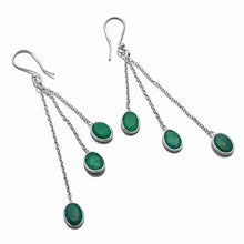 Load image into Gallery viewer, Silver Palace 925 Sterling Silver Natural Emerald Drop Dangle Earrings for Women