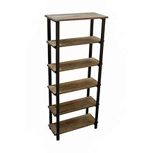 Load image into Gallery viewer, Alaterre Furniture Sonoma 70" Tall 5-Shelf Metal and Solid Wood Bookcase, Brown