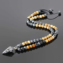 Load image into Gallery viewer, Snowflake Obsidian and Picture Jasper Long Beaded Dowsing Pendulum Pendant Necklace for Men Natural Stone Handmade Jewelry