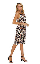 Load image into Gallery viewer, Moxeay Womens Cowl Neck Backless Spaghetti Strap Cocktail Bodycon Midi Dress (M, Leopard Print)