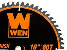 Load image into Gallery viewer, WEN BL1060 10-Inch 60-Tooth Fine-Finish Professional Woodworking Saw Blade for Miter Saws and Table Saws