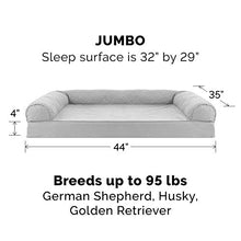Load image into Gallery viewer, Furhaven Pet Bed for Dogs and Cats - Quilted Sofa-Style Egg Crate Orthopedic Dog Bed, Removable Machine Washable Cover - Silver Gray, Jumbo (X-Large)