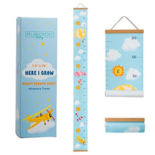 Load image into Gallery viewer, RubyRoo Baby Growth Chart - Growth Chart for Kids - Nursery or Toddler Room Wall Decor for Boy - Removable Roll Up Canvas Children Height Measure Chart with Wood Frame - 7.9" x 79" Adventure Theme