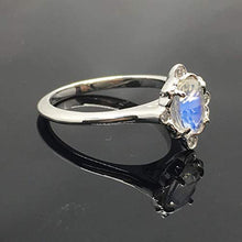 Load image into Gallery viewer, Moonstone Engagement Ring - .925 Sterling Silver Victorian Moonstone Engagement Ring - Vintage Inspired Moonstone Ring - Rainbow Moonstone Ring