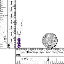Load image into Gallery viewer, Gem Stone King 925 Sterling Silver Build Your Own Personalized Round 3 Birthstones with Diamond Fashion Pendant Necklace For Women with 18 Inch Silver Chain
