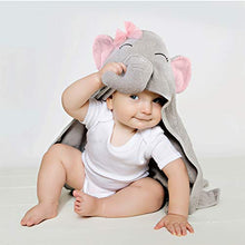 Load image into Gallery viewer, Hudson Baby Unisex Baby Cotton Animal Face Hooded Towel, Pretty Elephant, One Size