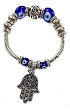 Load image into Gallery viewer, Nazareth Store Blue Beads Evil Eye Bracelet Hamsa Hand of Fatima for Men Women Stretch Bracelets Lucky Charm