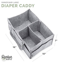 Load image into Gallery viewer, Parker Baby Diaper Caddy - Nursery Storage Bin and Car Organizer for Diapers and Baby Wipes - Large, Grey