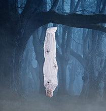 Load image into Gallery viewer, 4E’s Novelty Hanging Cocoon Corpse Prop | Halloween Scary Decorations Outdoor | 60 Inch/5 Ft Scary Hanging Skeleton Mummy with Spider, Flexible - for Haunted House, Yard Decor, Graveyard Scene