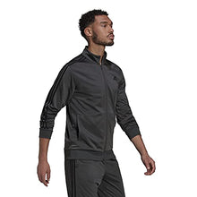Load image into Gallery viewer, adidas Men's Essentials Warm-Up 3-Stripes Track Top, Dark Grey Heather/Black, Medium