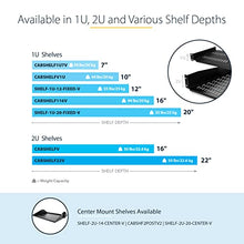 Load image into Gallery viewer, 1U Server Rack Shelf - Universal Vented Rack Mount Cantilever Tray for 19" Network Equipment Rack & Cabinet - Heavy Duty Steel – Weight Capacity 44lb/20kg - 12" Deep Shelf, Black (SHELF-1U-12-FIXED-V)
