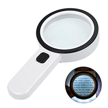 Load image into Gallery viewer, Magnifying Glass with Light, 30X Handheld Large Magnifying Glass 12 LED Illuminated Lighted Magnifier for Macular Degeneration, Seniors Reading, Soldering, Inspection, Coins, Jewelry, Exploring(White)