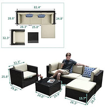 Load image into Gallery viewer, YITAHOME 6 Pieces Outdoor Conversation Set Patio Furniture Manual Weaving Wicker Outside Sectional Sofa PE Rattan Couch with Ottoman, Table and Cushions for Porch Lawn Garden Backyard, Black