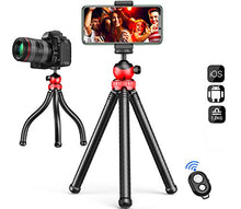 Load image into Gallery viewer, SR SUN ROOM Compatible Portable Flexible Cell Phone Tripod Stand for iPhone and Samsung Android Smart Phone with Remote and Universal Clip 360° Rotating