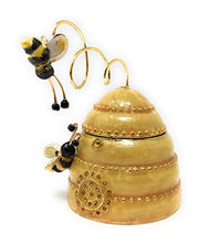 Load image into Gallery viewer, Kubla Craft Enameled Bees on Beehive Trinket Box, Accented with Austrian Crystals