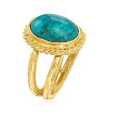Load image into Gallery viewer, Ross-Simons Turquoise Ring in 18kt Gold Over Sterling. Size 6