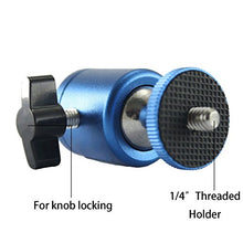 Load image into Gallery viewer, EXMAX 360 Degree Aluminum Alloy Body Rotating Swivel Mini Tripod Ball Head 1/4" Screw Thread Base Mount for Lighter DSLR Video Camera Camcorder Mini Projector LED Light Bracket Hiking HTC Vive (Blue)