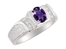 Load image into Gallery viewer, RYLOS Classic Oval Amethyst & Diamond Ring - February Birthstone
