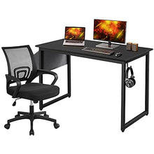 Load image into Gallery viewer, Yaheetech Home Office Desk & Chair Set/Ergonomic Black Mesh Computer Chair and 47" Computer Desk with Storage Bag & Headphone Hook/Adjustable Rolling Swivel Chair/Indusrtal Workstation for Small Space