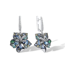 Load image into Gallery viewer, Santuzza 925 Sterling Silver Gemstone Flower Earrings Blue Spinel Cubic Zirconia Lily Dangle Earrings for Women
