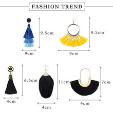 Load image into Gallery viewer, Udalyn 9 Pairs Tassel Earrings Bohemian Silky Thread Fan Fringe Tassel Earrings Set Fashion Colorful Handmade Dangle Hook Eardrop For Women Jewelry Gift