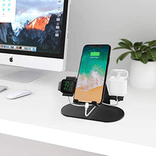 Load image into Gallery viewer, 3 in 1 Aluminum Charging Station for Apple Watch Charger Stand Dock for iWatch Series 4/3/2/1,iPad,AirPods and iPhone Xs/X Max/XR/X/8/8Plus/7/7 Plus /6S /6S Plus(Black)