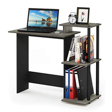 Load image into Gallery viewer, FURINNO Efficient Home Laptop Notebook Computer Desk, Square Side Shelves, French Oak Grey/Black