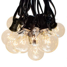 Load image into Gallery viewer, 50 Foot Globe String Lights - Black Wire - 50 G40 Clear Bulbs (+ 2 Free Spares) for Patio Deck Cafe Bistro and Outdoor Lighting