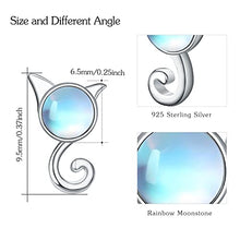 Load image into Gallery viewer, Cat Earrings, 925 Sterling Silver Moonstone Cat Stud Earrings Cute Animal earrings Moonstone Stud Earrings Cat Jewelry for Women Hypoallergenic Earrings for Sensitive Ears