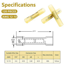 Load image into Gallery viewer, 120 Pcs Heat Shrink Butt Connectors, AWG12-10 Waterproof Insulated Electrical Wire Connectors, Crimp & Shrink Butt Splice Connectors Terminal for Automotive Marine Truck Trailer Stereo (Yellow)
