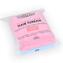 Load image into Gallery viewer, YoulerTex Microfiber Hair Towel Wrap for Women, 2 Pack 10 inch X 26 inch, Super Absorbent Quick Dry Hair Turban for Drying Curly, Long & Thick Hair (Blue+Pink)