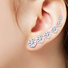 Load image into Gallery viewer, 6 Pairs Cubic Zirconia Studs Stainless Steel Earrings Set Earrings 3-8mm for women men