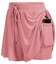 Load image into Gallery viewer, JACK SMITH 2 in 1 Flowy Running Shorts for Women Gym Yoga Athletic Workout Biker Lounge Skorts Summer(L, Light Pink)