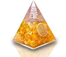 Load image into Gallery viewer, Orgone Pyramid | Citrine Orgonite Pyramid for Wisdom, Wealth & Success | Healing Crystal Gemstone Pyramid | Orgone Pyramid Crystal - Handmade In India
