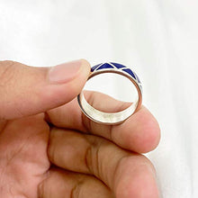 Load image into Gallery viewer, Southwestern Style 6mm Wide Lapis Lazuli Gemstone Wedding Band Sterling Silver Unisex Ring Size 13