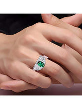 Load image into Gallery viewer, RYLOS Nugget Green Emerald & Diamond Ring - May Birthstone