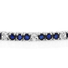 Load image into Gallery viewer, Gem Stone King Sterling Silver Blue Sapphire and White Diamond Tennis Bracelet Jewelry for Women's 2.05 cttw Fully Adjustable Up to 9 Inch
