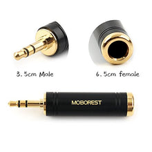 Load image into Gallery viewer, MOBOREST 3.5mm M to 6.35mm F Stereo Pure Copper Adapter, 1/8 Inch Plug Male to 1/4 Inch Jack Female Stereo Adapter, Can be Used for Conversion Headphone adapte, amp adapte, Black Fashion 2-Pack