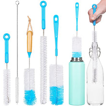 Load image into Gallery viewer, Turbo Microfiber Bottle Brush Cleaner Pack - Set of 5 Long, Cleaning Brushes for Baby Bottles, Water Bottles, Straws, Tumblers, Wine Decanters and Flask - Kitchen Supplies