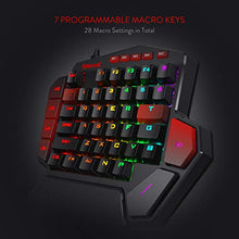 Load image into Gallery viewer, Redragon K585 DITI One-Handed RGB Mechanical Gaming Keyboard, Type-C Professional Gaming Keypad with 7 Onboard Macro Keys, Detachable Wrist Rest, 42 Keys (Black-Blue Switch)