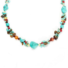 Load image into Gallery viewer, Blue Turquoise Tiger Eye and Multi Gemstone Clustered Quartz Beaded Silk Thread Necklace 20-22"