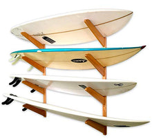 Load image into Gallery viewer, StoreYourBoard Timber Surfboard Wall Rack, Holds 4 Surfboards, Wood Home Storage Mount System, Natural