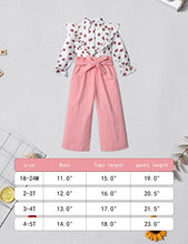 Load image into Gallery viewer, KANGKANG Toddler Girl Fall Outfits White Long Sleeve Ruffles Shirt Toddler Girl Clothes 2t Pink Straight Pants 2pcs Sets