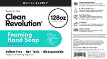 Load image into Gallery viewer, Clean Revolution Foaming Hand Soap Refill Supply Container. Ready to Use Formula. Spring Air Fragrance, 128 Fl. Oz