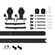 Load image into Gallery viewer, JUBEST 36in x 84in Glass Sliding Barn Door, Modern French Door, Paneled Frosted Glass Carbon Steel Frame Sliding Closet Kitchen Pocket Interior Door with 6FT Hardware Kit and Soft Close Mechanisms