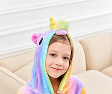 Load image into Gallery viewer, Doctor Unicorn Soft Unicorn Hooded Bathrobe Sleepwear - Unicorn Gifts for Girls (Rainbow, 6 Years)
