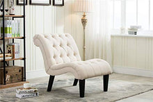 Load image into Gallery viewer, Yongqiang Upholstered Chair for Bedroom Living Room Chairs Accent Chair Lounge Chair with Wood Legs Cream Fabric