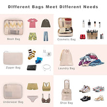 Load image into Gallery viewer, BAGAIL 8 Set Packing Cubes, Lightweight Travel Luggage Organizers with Shoe Bag, Toiletry Bag & Laundry Bag (Cream)