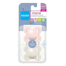 Load image into Gallery viewer, MAM Start Matte Newborn Pacifiers, Baby Girl, Best for Breastfed Babies, Self Sterilizing Case, Girl, 2 Count