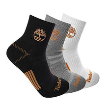 Load image into Gallery viewer, Timberland Men's 3-Pack Yellow Boot Shortie Half Cushioned Quarter Socks, Multi, Medium
